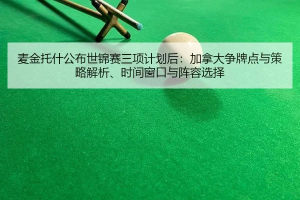 麦金托什公布世锦赛三项计划后：加拿大争牌点与策略解析、时间窗口与阵容选择